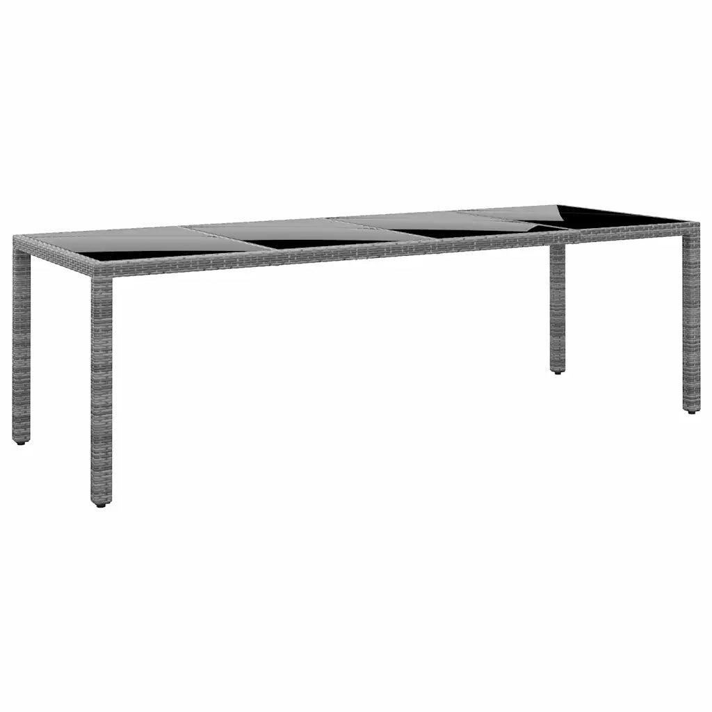 Tavolo Giardino Grigio 250x100x75cm Vetro Temperato Polyrattan 310593