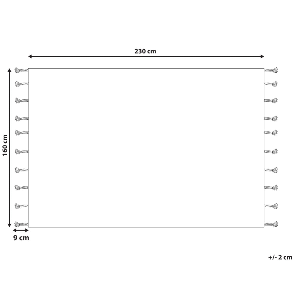 Tappeto beige e nero in cotone 160 x 230 cm rettangolare con nappe motivo geometrico stile boho per soggiorno camera da letto