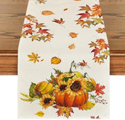 Decorazione di Tavolo per Feste Autunnali con Fiori di Zinnia, Margherite e Chrysanthemi, Tavolo di Decorazione per la Cucina, 40x180 cm