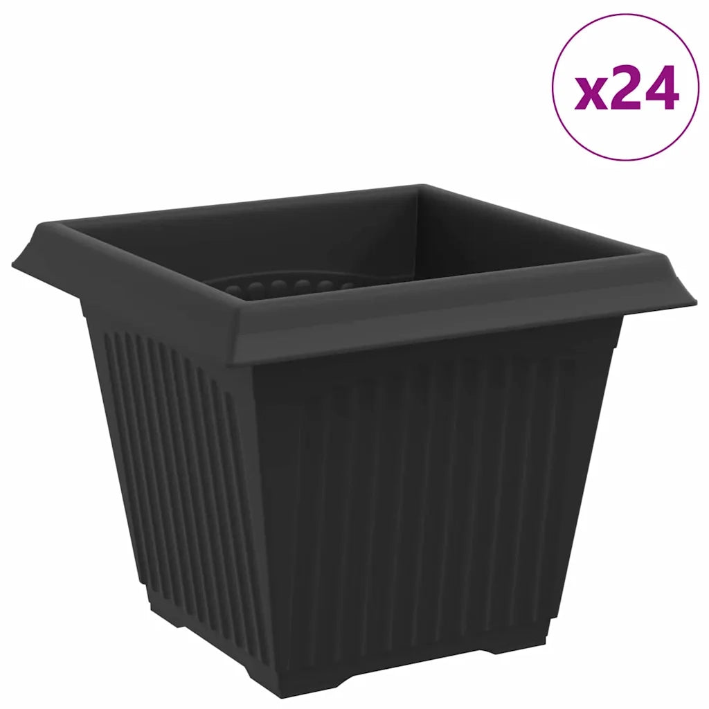 Vaso quadrato per fiori 24 pcs Nero 20 x 20 x 16 cm Plastica 42020349