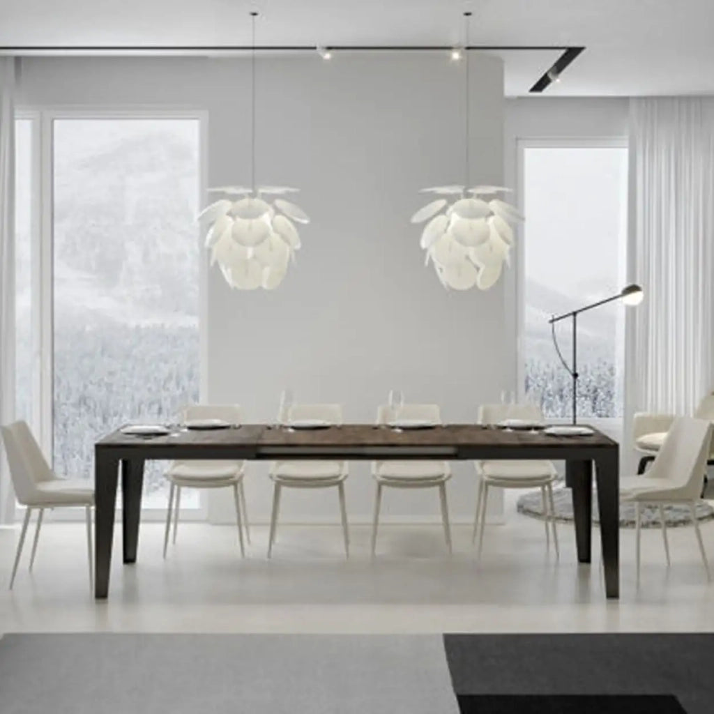 Tavolo allungabile 120/380x90 cm Flame Evolution colore noce telaio e gambe antracite