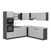 Cucina angolare completa R-Line Calcestruzzo/Antracite 247 x 237 cm, PL Marmo Vicco