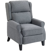 Poltrona Reclinabile 132° Max 74x84x102 cm in Tessuto Effetto Lino con Poggiapiedi Grigio