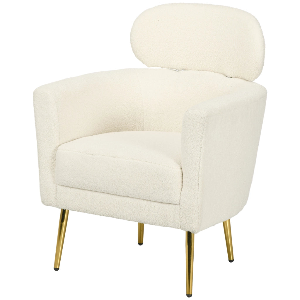 Poltrona Relax con Poggiatesta Amovibile ¨C Zephmum ¨C 71x65x90 cm Crema Tessuto