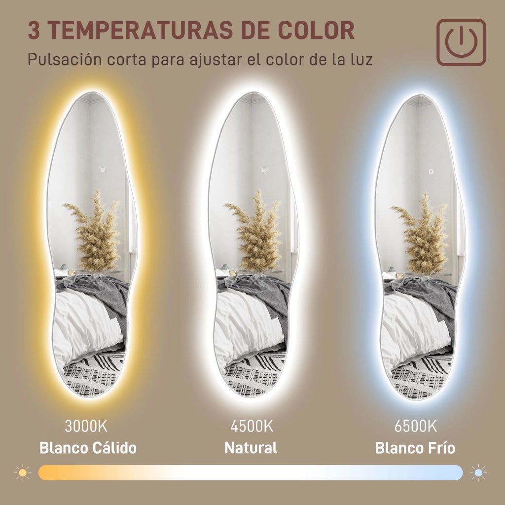Specchio da Parete a Pieno Corpo con Luci LED ¨C Minimal ¨C 120x40 cm