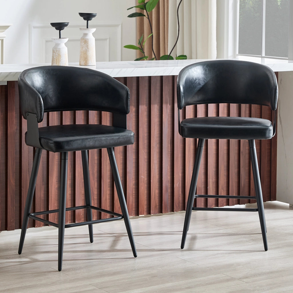 SEDIA da pranzo moderna imbottita con braccioli in PU nero