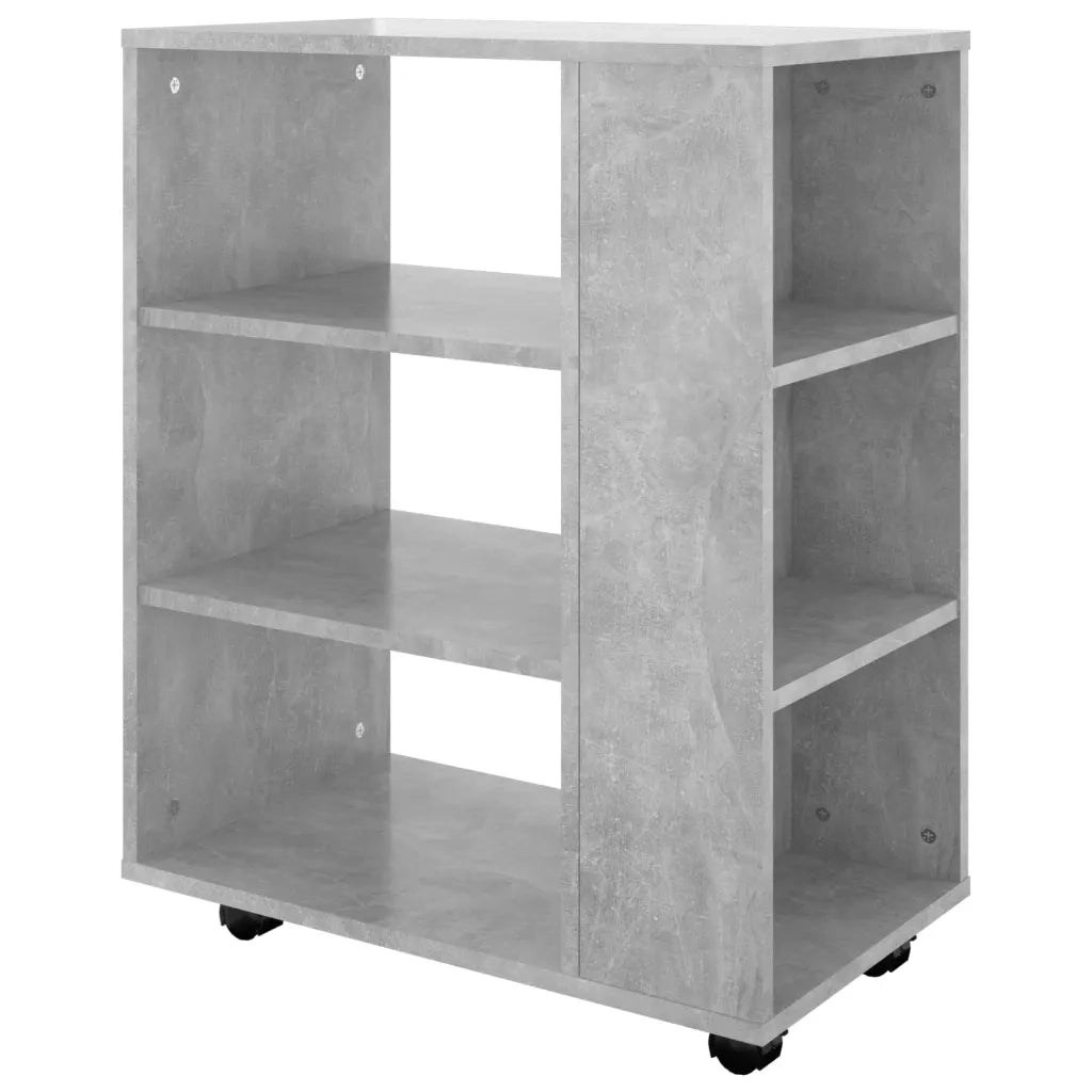 Mobiletto con Ruote Grigio Cemento 60x35x75cm Legno Multistrato 808453