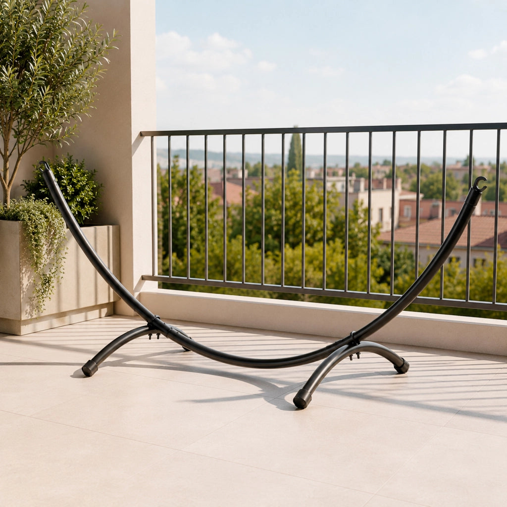Supporto Per Amaca In Acciaio Con Telaio Ad Arco Ganci Laterali Portata 150 Kg Facile Da Assemblare Per Giardino Terrazzo Balcone Relax Outdoor 300 X 90 X 100 Cm Nero