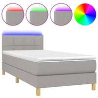 Letto a Molle Materasso e LED Grigio Chiaro 90x200 cm Tessuto 3133685