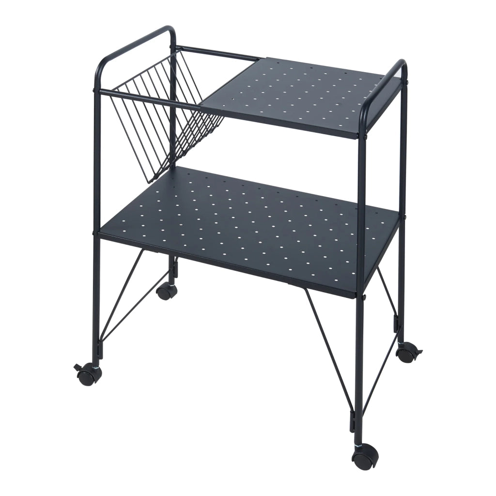 Carrello di servizio mobile contenitore per cucina/soggiorno 73 x 50 x 33 cm acciaio nero 03_0009219