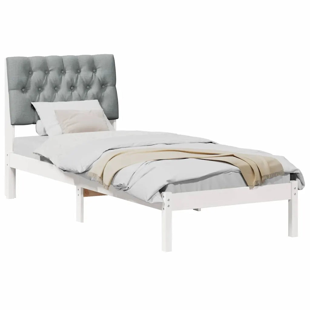 Letto con Testiera Rivestita con testiera Bianco 75 x 190 cm 878863
