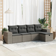 vidaXL Set Divano da Giardino 5 pz con Cuscini Grigio in Polyrattan
