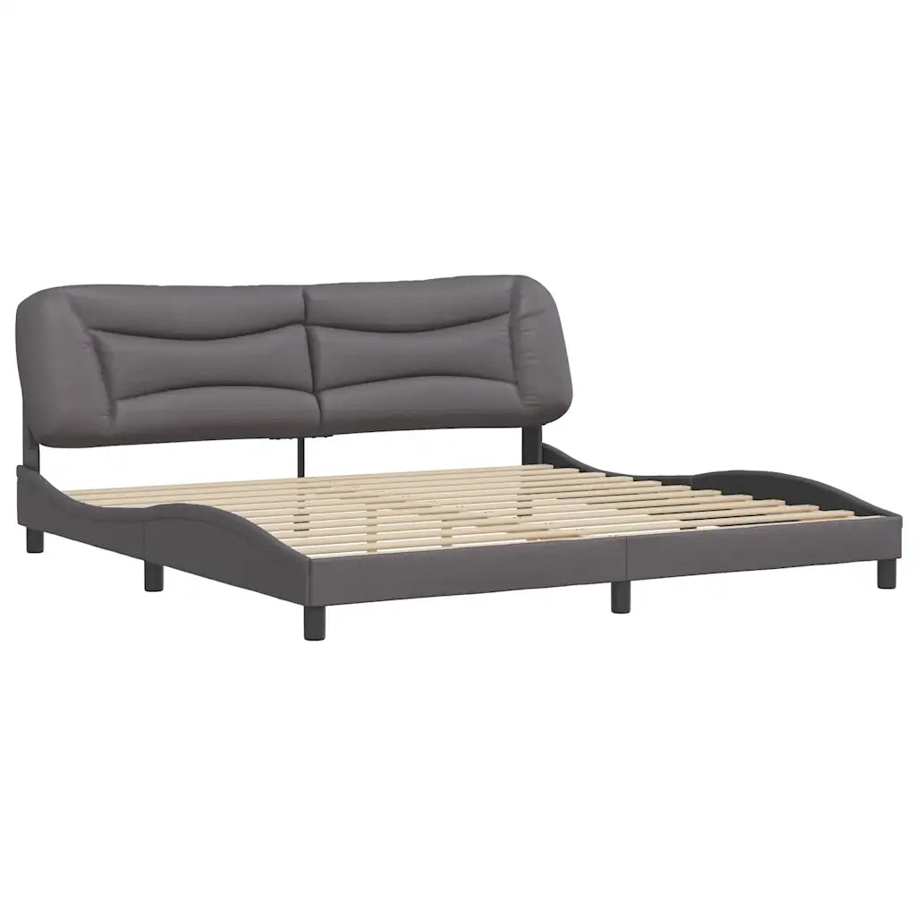 Letto matrimoniale | Letto per adulti | Giroletto senza Materasso Hvar Grigio 200x200 cm in Similpelle