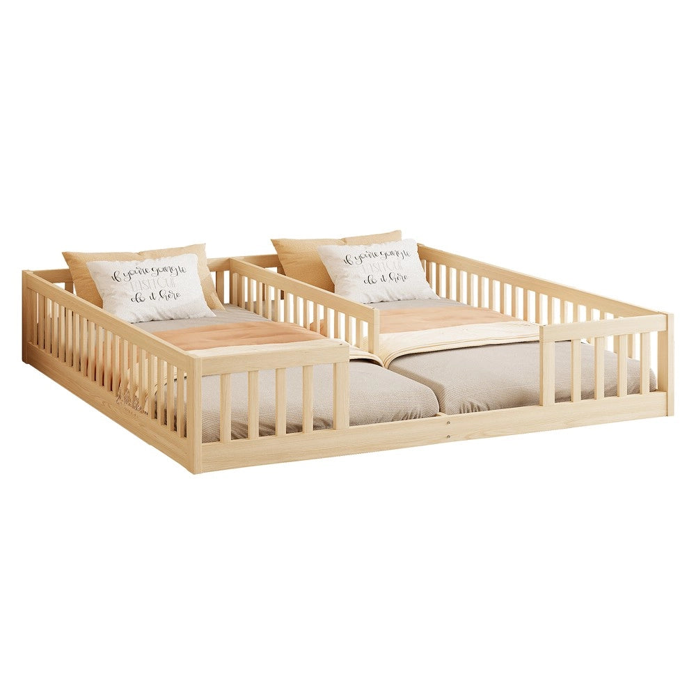 Letto Singolo Bambini con Sponda e Rete a Doghe ¨C Xylo ¨C Pino Naturale 90x200