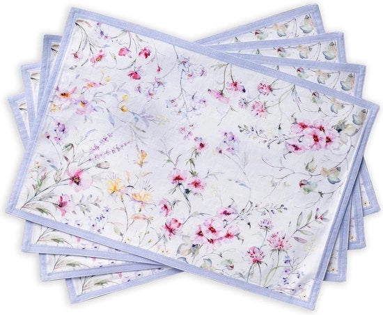 Tavoliere in cotone 100%, set da 4, 33 cm x 48 cm, tavoliere decorativi lavabili per pasti, matrimoni, fiori estivi - primavera/estate