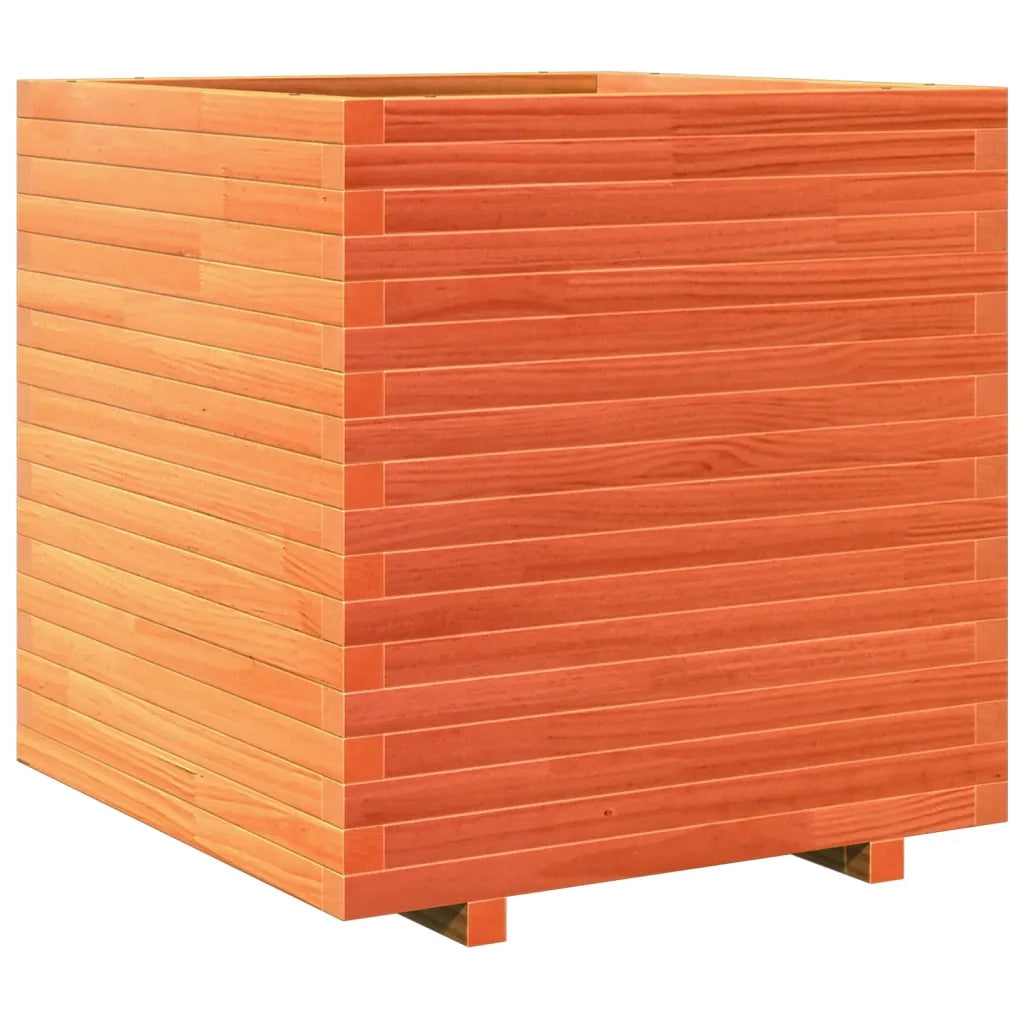 Fioriera | Cassetta per fiori | Vaso Giardino Marrone Cera 70x70x72 cm Legno Massello Pino