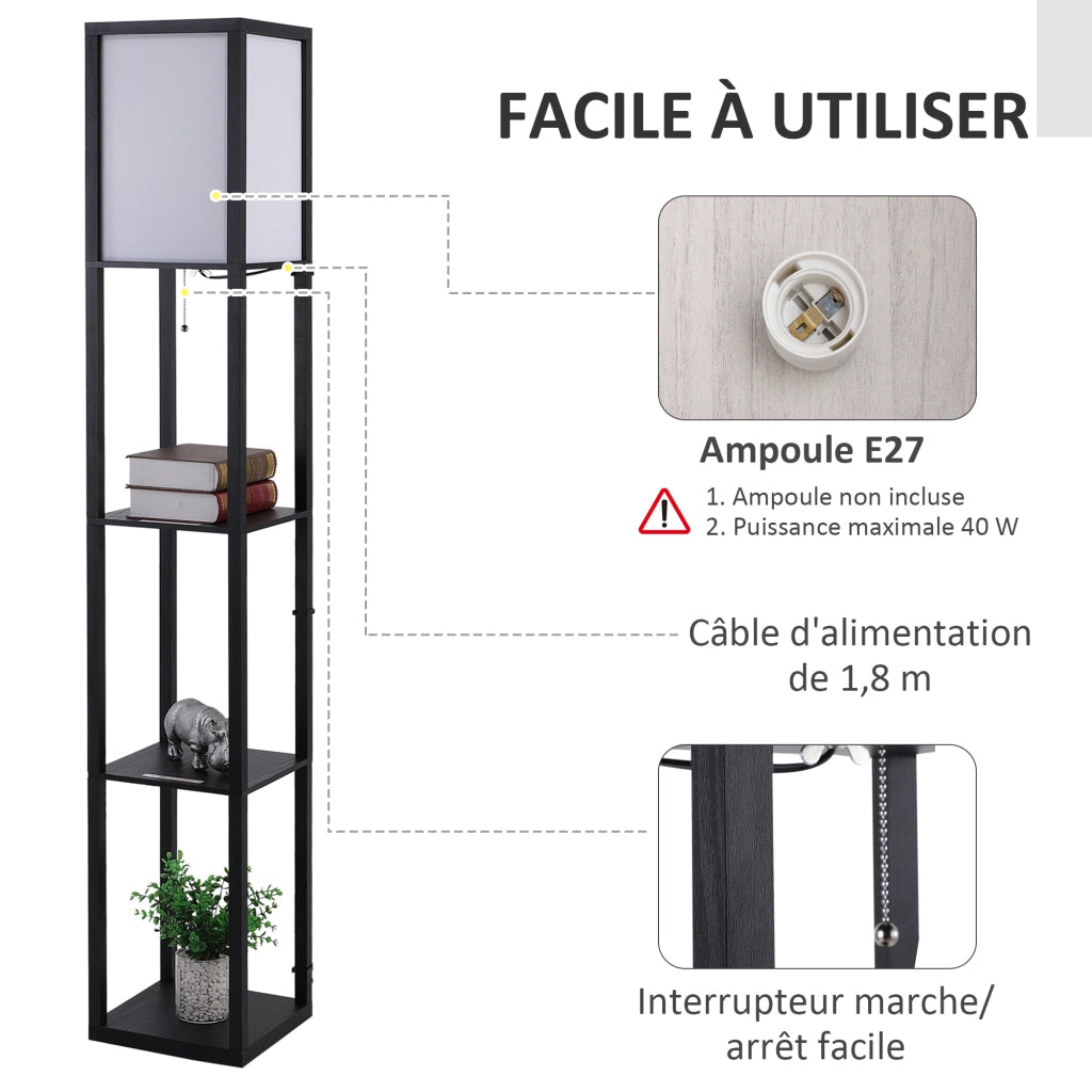 Lampadario Scaffale Libreria ¨C zephmum ¨C MDF Nero 26x26x160 cm