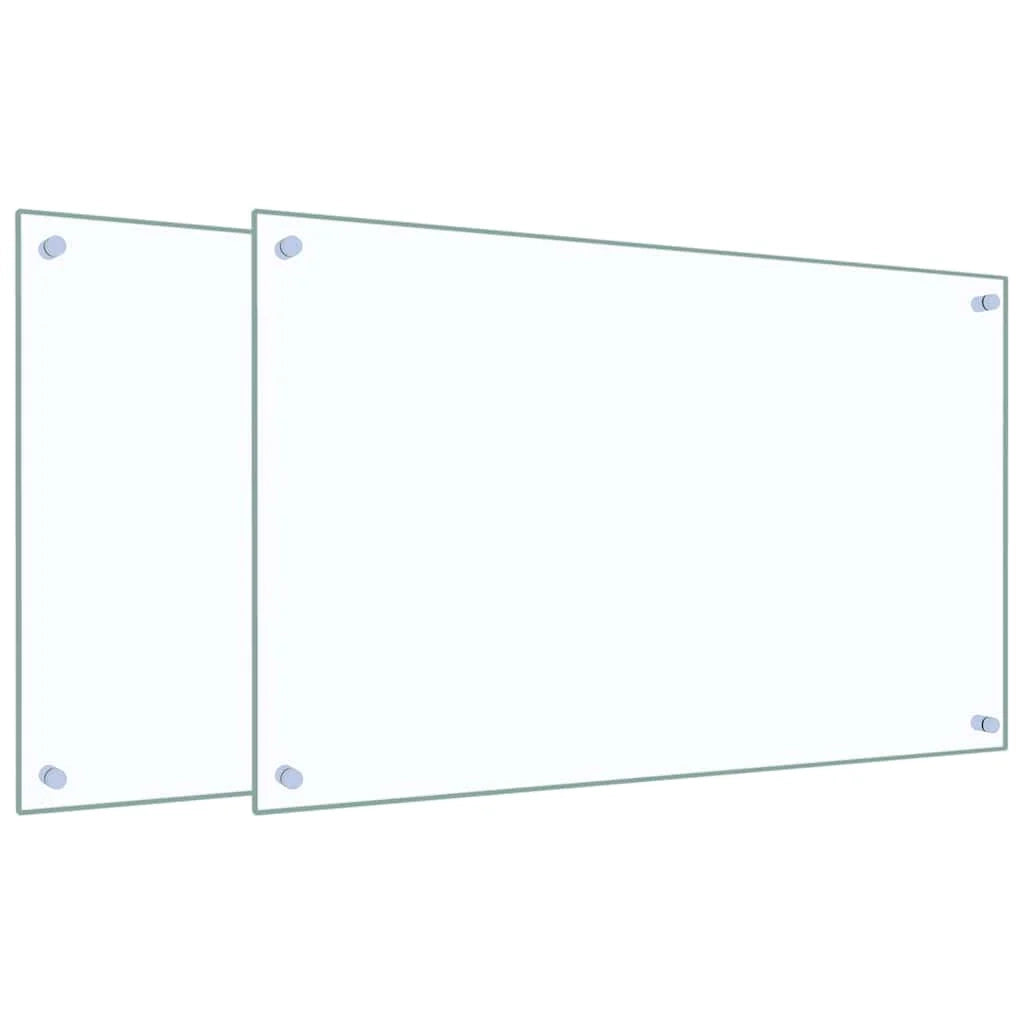 Set di 2 paraschizzi per cucina 80 x 50 cm design pratico in vetro temperato trasparente 02_0055736