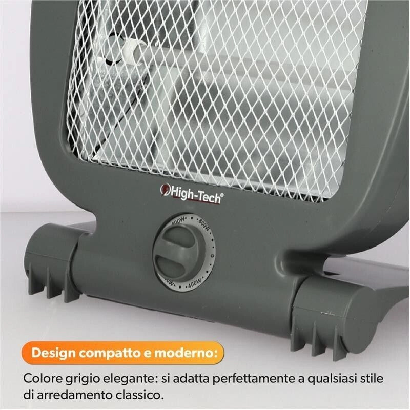 HIGH-TECH STUFA AL QUARZO 400-800 W PIEGHEVOLE 2 LIVELLI DI POTENZA CON SPEGNIMENTO AUTOMATICO