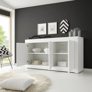 Madia Introbio, Credenza 2 Ripiani, 160x42x85.8h cm Bianco Lucido