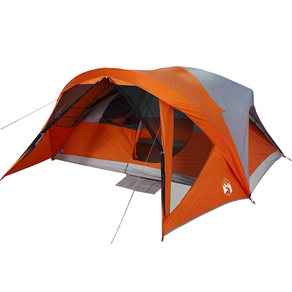 Tenda Familiare Cabina 6 Persone-Tenda da campeggio Grigia Arancione Impermeabile 337047