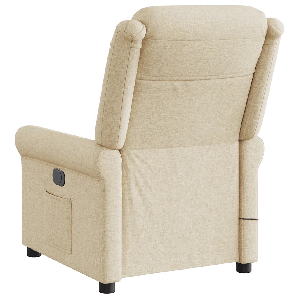 Poltrona Reclinabile Massaggiante Elettrica Crema in Tessuto 3303312