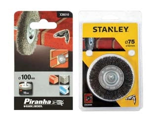 SPAZZOLA CIRCOLARE PER TRAPANO- - ø mm.75 codolo mm.6 (STA36000) - 5 blister STANLEY