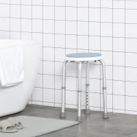 Sgabello da Doccia Sedile da Doccia Antiscivolo Sgabello da Bagno Altezza Regolabile Girevole a 360° in Alluminio