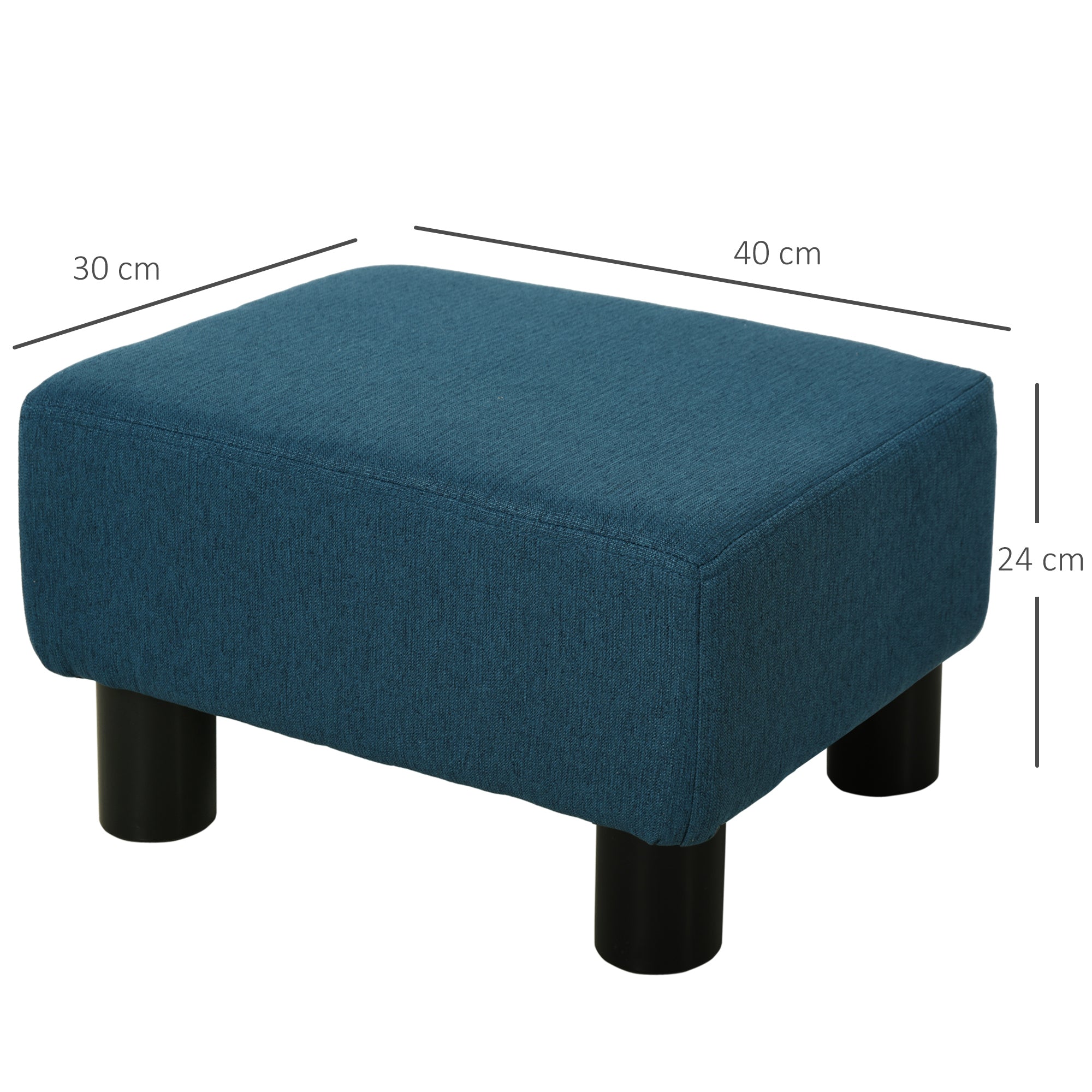 Pouf Poggiapiedi Imbottito 40x30x24 cm Rettangolare Blu Scuro