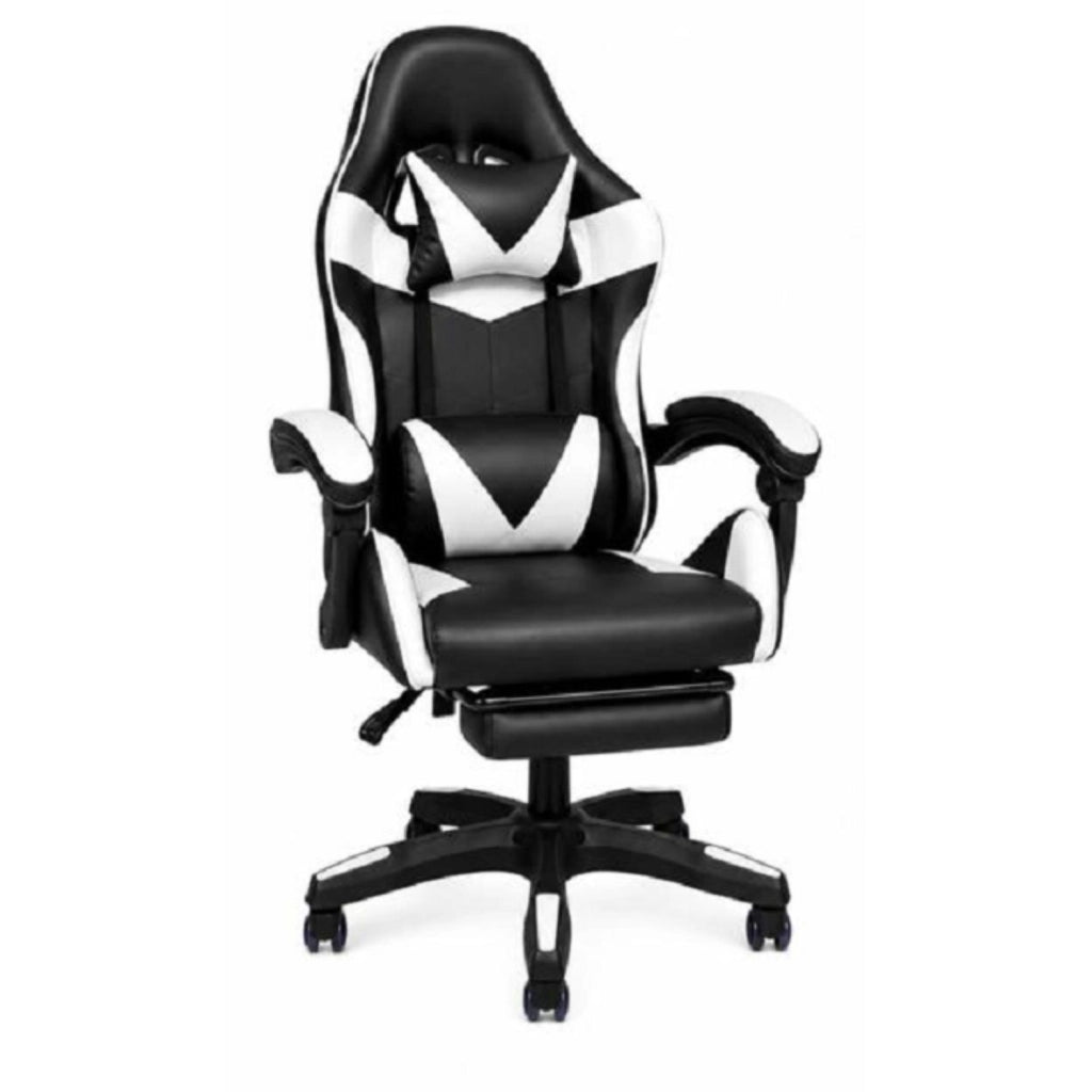 Ecoprice Sedia Gaming Similpelle +P.Piedi Lux Nero/Bianco