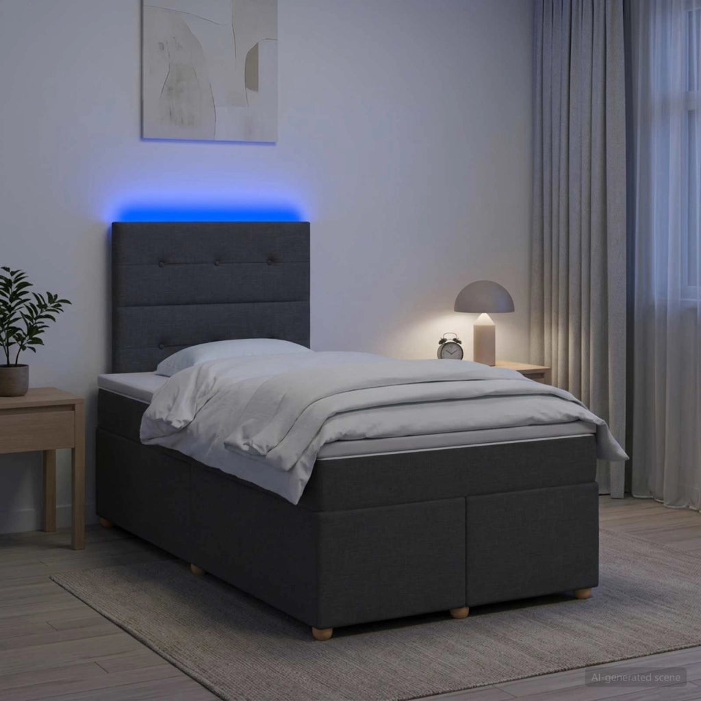 Letto box spring con materasso Grigio Scuro 120 x 190 cm 3455302