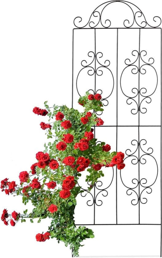 Sostegno per piante in metallo antico - H x L: 116 x 40 cm - Sostegno per piante a forma semicircolare nero