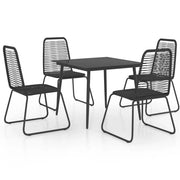 Set da Pranzo da Giardino 5 pz | Set Salotto da Giardino in Rattan PVC Nero