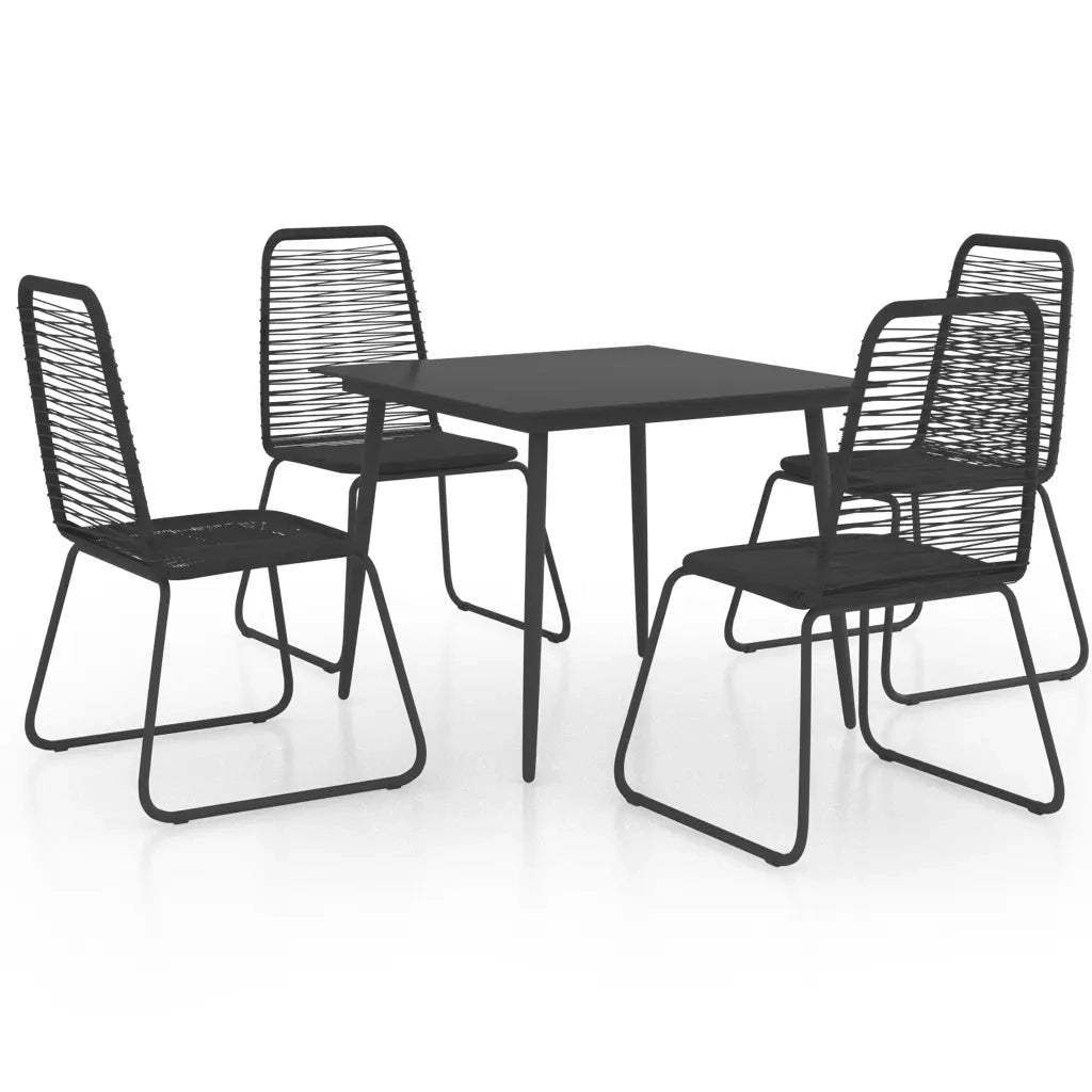 Set da Pranzo da Giardino 5 pz | Set Salotto da Giardino in Rattan PVC Nero