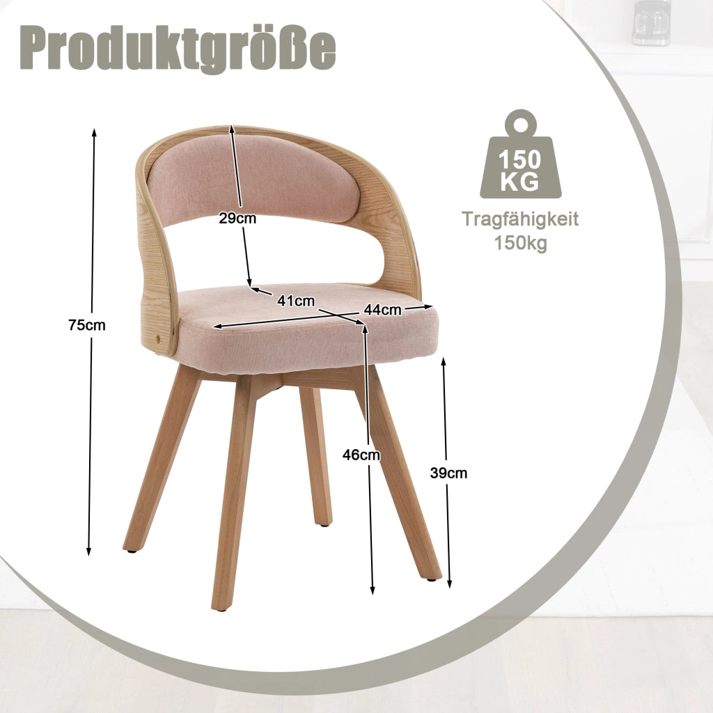 SEDIA DA PRANZO Girevole 360° 44x41x75 cm Lino Rosa