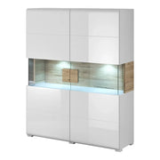 Vetrina doppie porte OHIO – Bianco e quercia – L122 x H152 x P39 cm – Senza LED