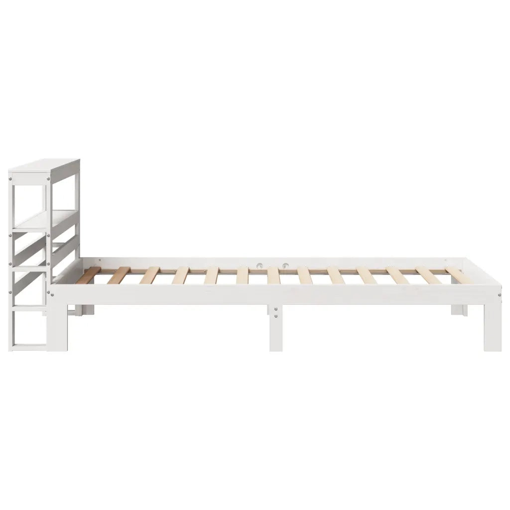 Giroletto con Testiera Bianco 75x190 cm Legno Massello di Pino 3306032