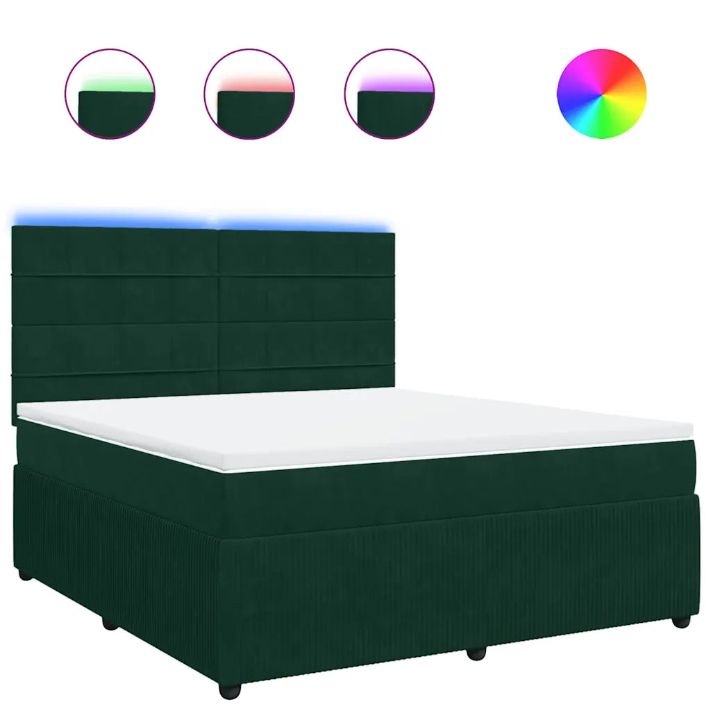 Giroletto a Molle con Materasso Verde Scuro 180x200 cm Velluto