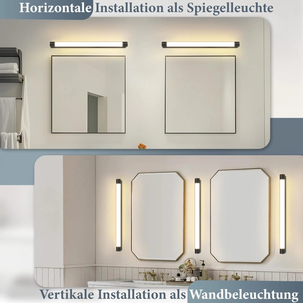 ZMH Applique da Parete LED 50cm 10W Colore Nero 3000K per Specchio da Bagno Illuminazione Moderna per Mobili da Cantina