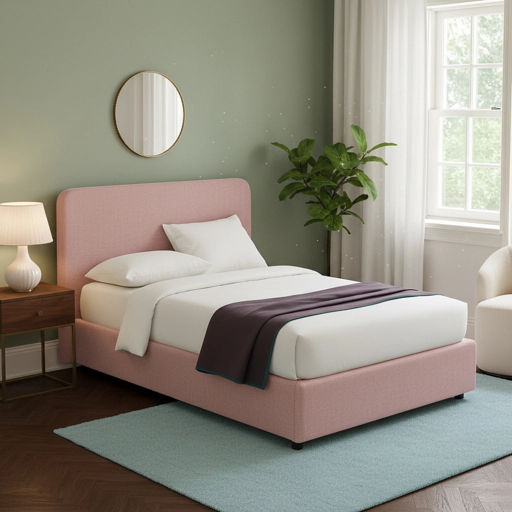 Slough, Letto Singolo Sfoderabile Made in Italy, Rosa