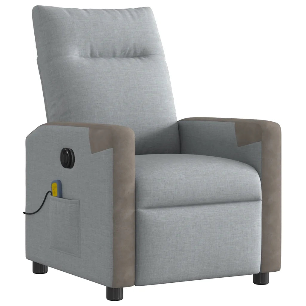 Divano Sedia-Poltrona Reclinabile Massaggio Elettrica Grigio Chiaro Tessuto 774908