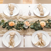 Tavola coperta beige - 4 pezzi - 90 x 400 cm - tovaglia per tavola - decorazione per tavola - matrimonio - stile boho - tovaglia per tavola