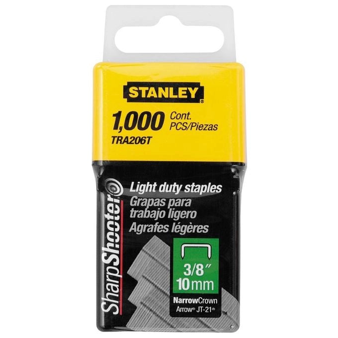 Stanley TRA206T Punti per Graffatrice Uso Leggero Tipo A 9,5 mm 1000 Pezzi Acciaio Compatibile TR35 TR40 TR45
