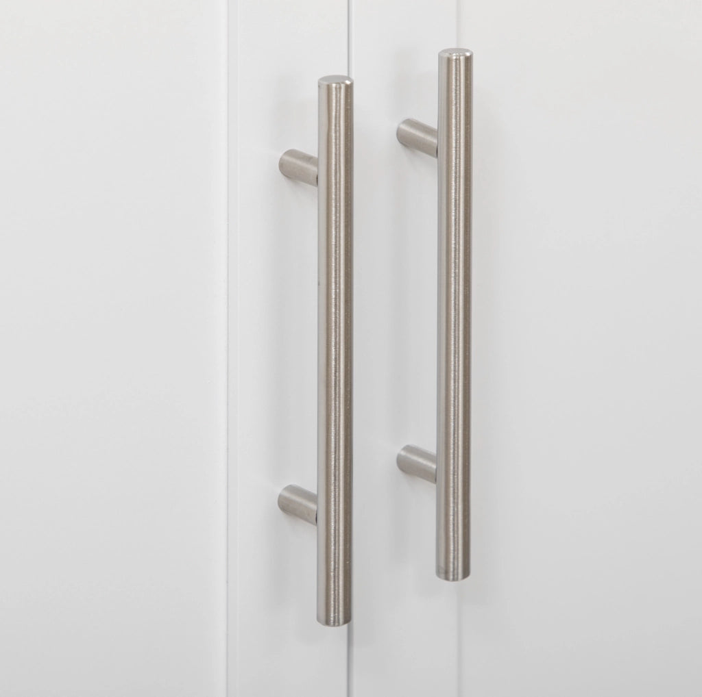 Carrello da cucina 109x40x89 cm con piano di lavoro; porta-spezie e portasciugamani in MDF bianco
