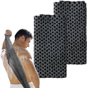 Asciugamano per la pelle 2 pezzi - Asciugamano con spazzola extra lungo - Asciugamano per doccia/bagno - Materiale in poliestere con fibre di carbonio - 100 × 22 cm - Asciugamano con spazzola