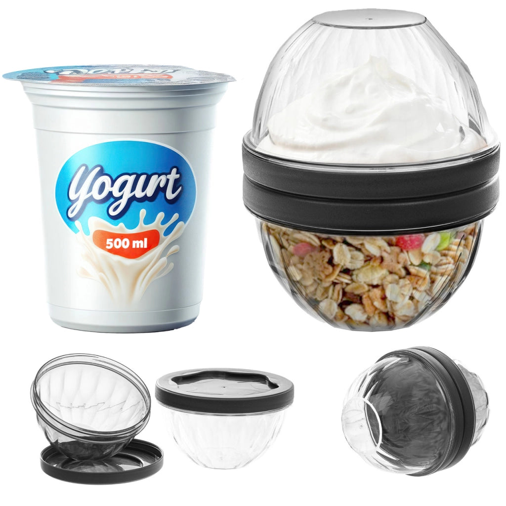 Contenitore KADAX per muesli, yogurt, frutta, insalata, fiocchi d'avena 700 ml, portapranzo 2 in 1