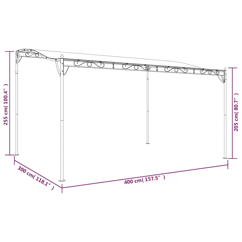 Tettoia Crema 4x3 m 180 g/m² Tessuto e Acciaio 362394
