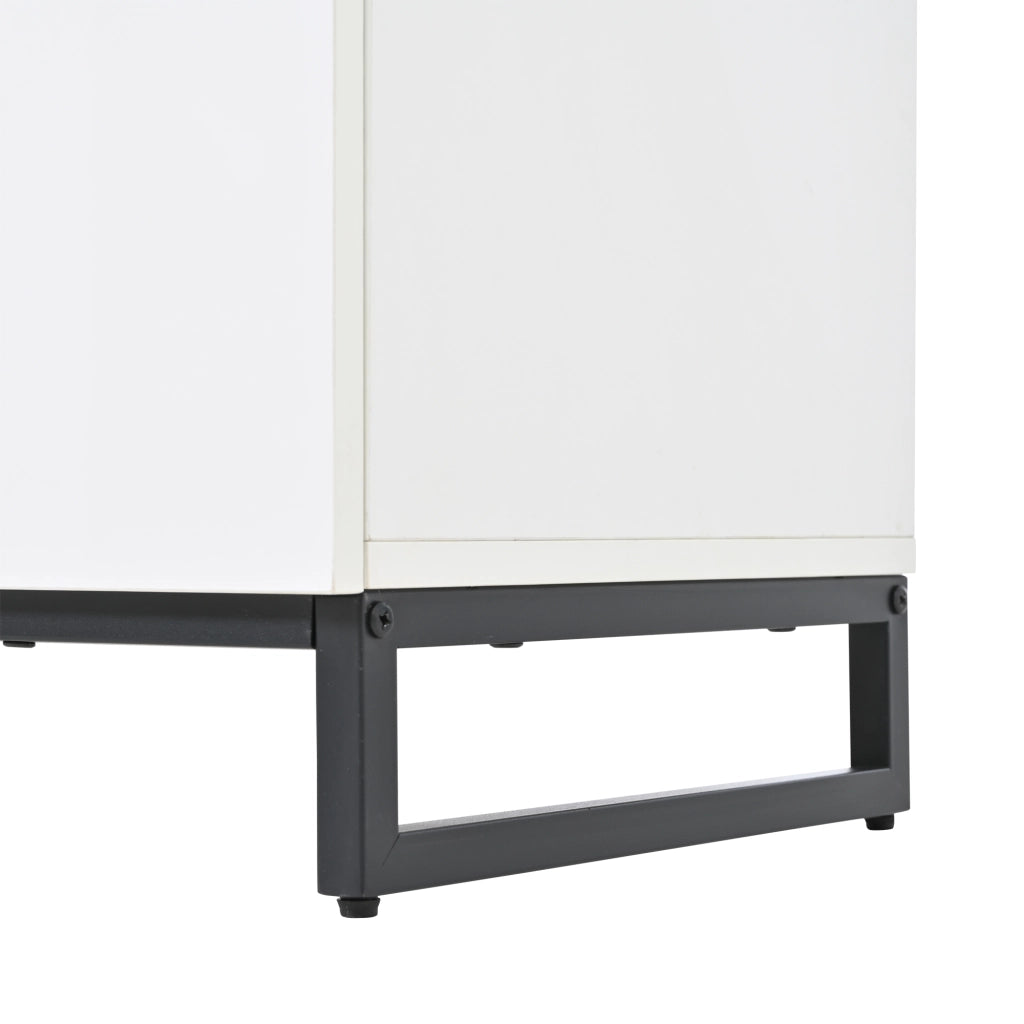 Sideboard da soggiorno 140 x 39,5 x 78,5 cm con 6 cassetti, struttura in truciolare, finitura bianco e nero, portata fino a 60 kg