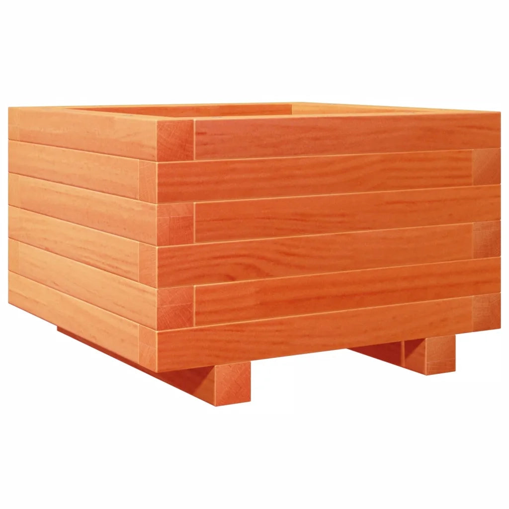 Fioriera | Cassetta per fiori | Vaso Giardino Marrone Cera 40x40x26,5cm Legno Massello Pino