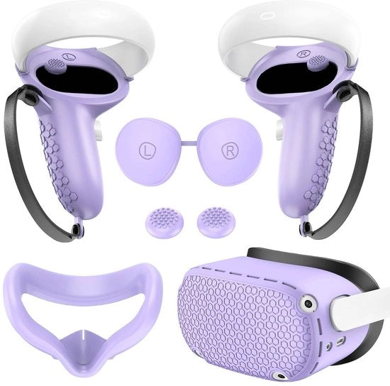 Compatibile per Van da utilizzo su Meta/Oculus Quest 2Custodia in silicone, set di cinque pezziVRAccessori: copertura manico, copertura unità di testa - coppia